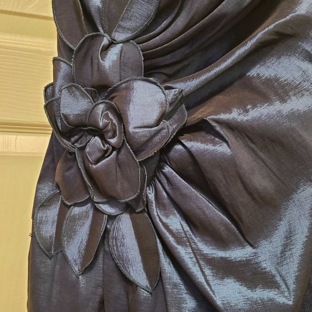 Jessica McClintock Vintage Dress Taffeta Faux Wrap with Florette Blue Size 8 EUC - Picture 2 of 10